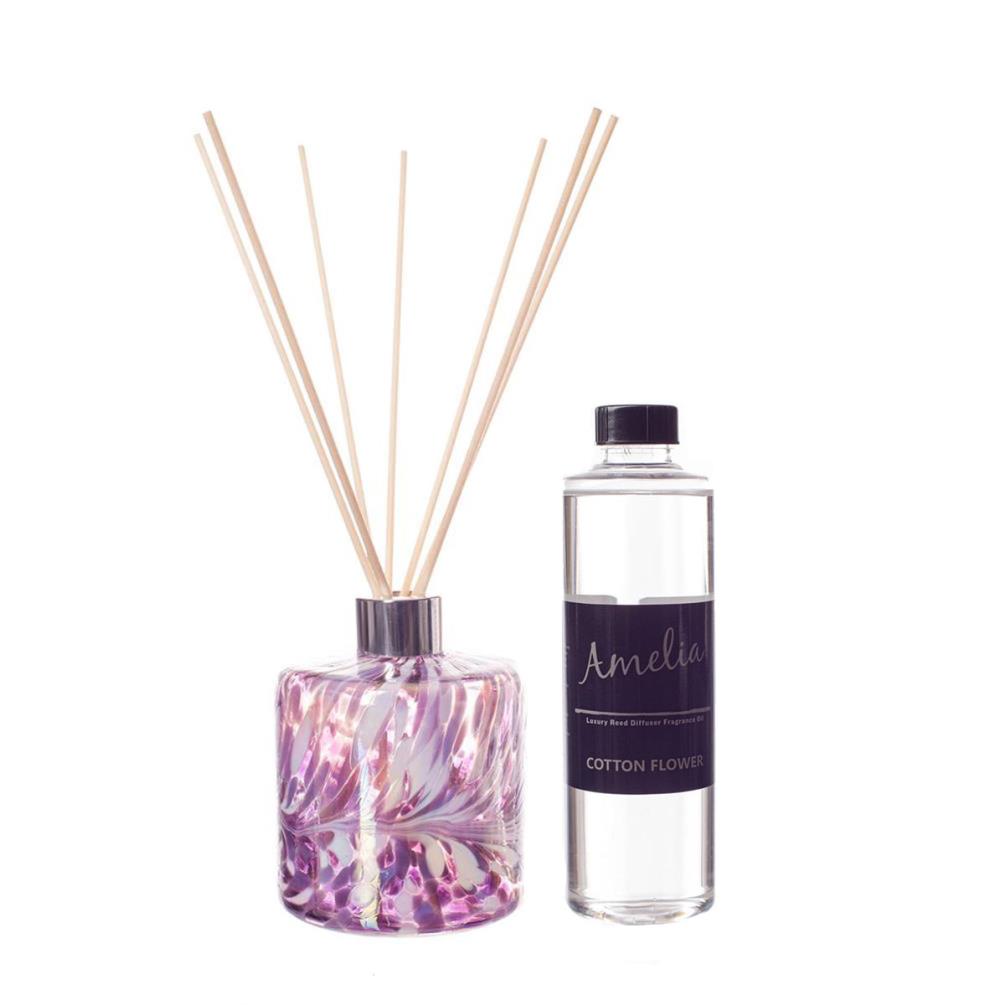 Amelia Art Glass Violet Pink Cylinder Reed Diffuser Gift Set  £37.79